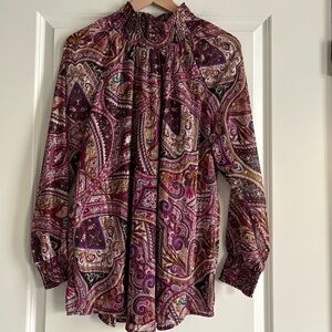 Chicos Mock Neck Paisley Blouse